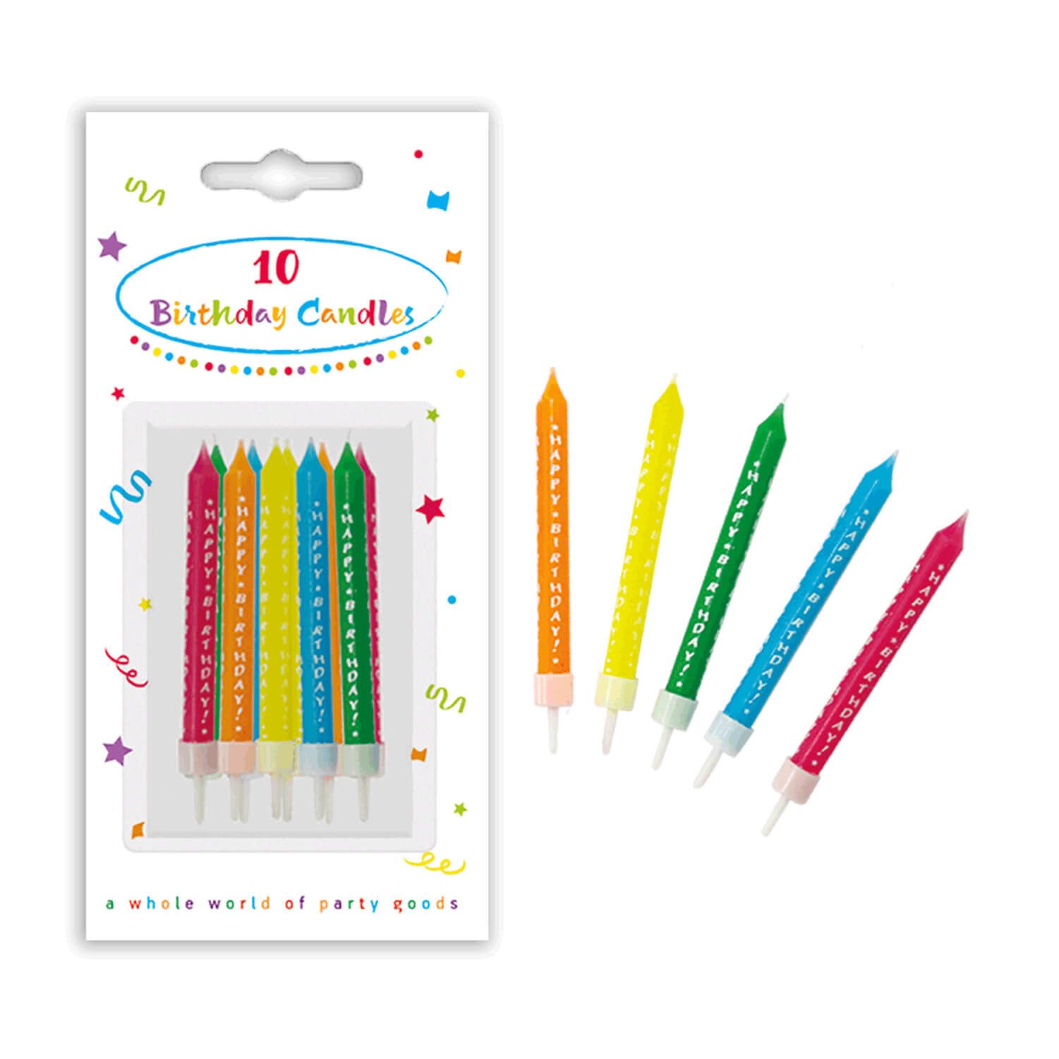 Birthday Candles with Holders 10 Pack