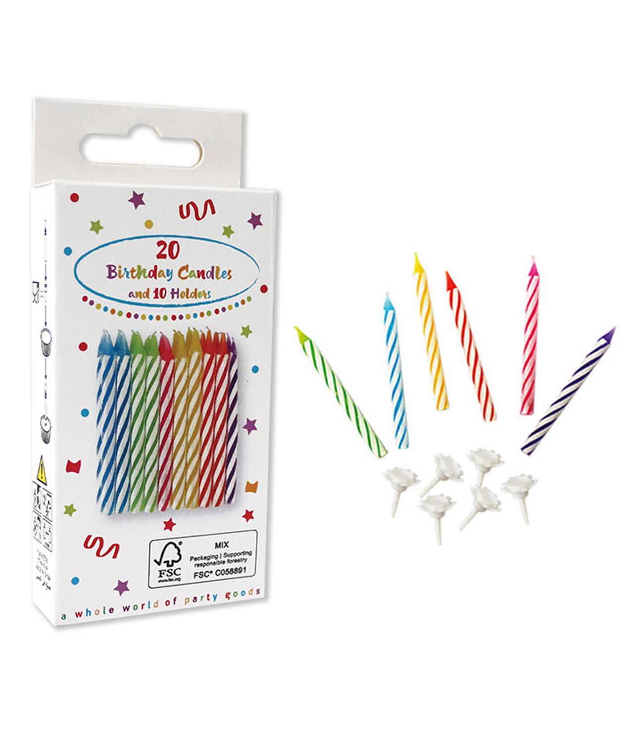 Birthday Candles with Holders 30 Pack