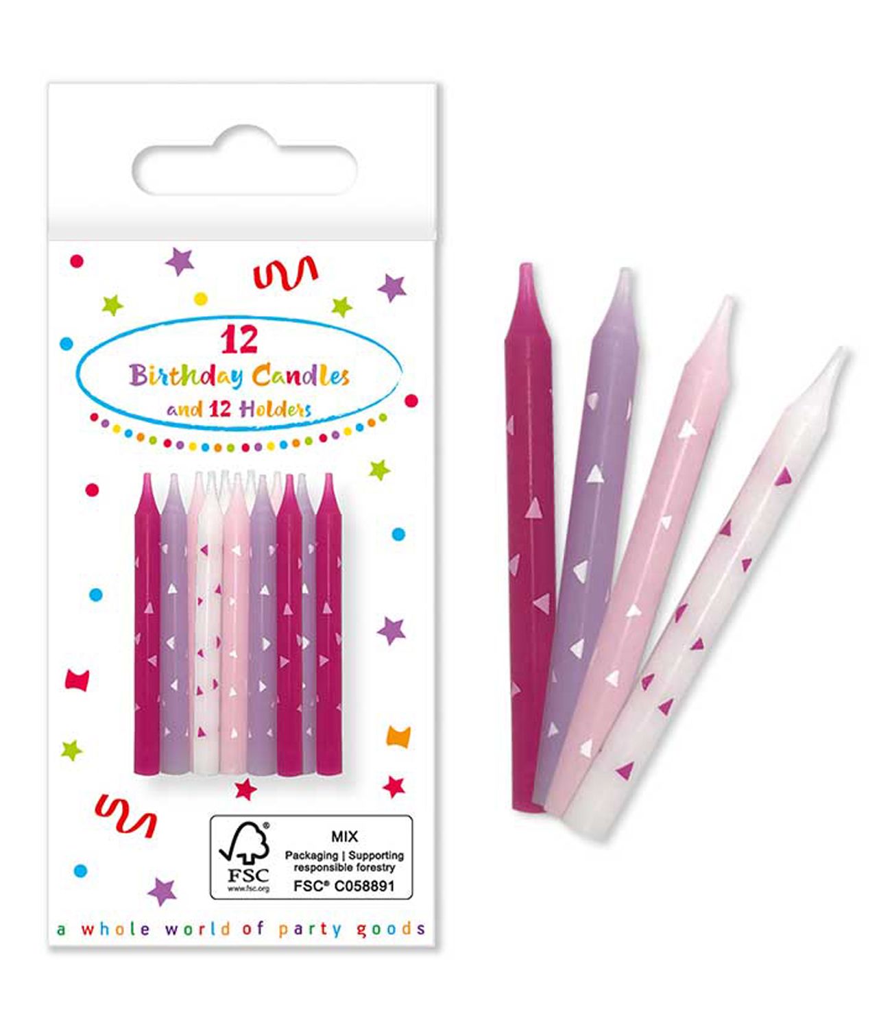 Birthday Candles Pink & Purple 12 Pack