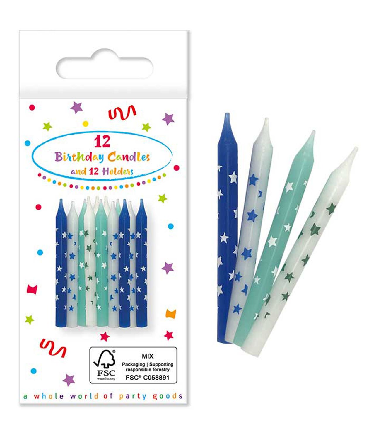 Birthday Candles Blue & Green 12 Pack