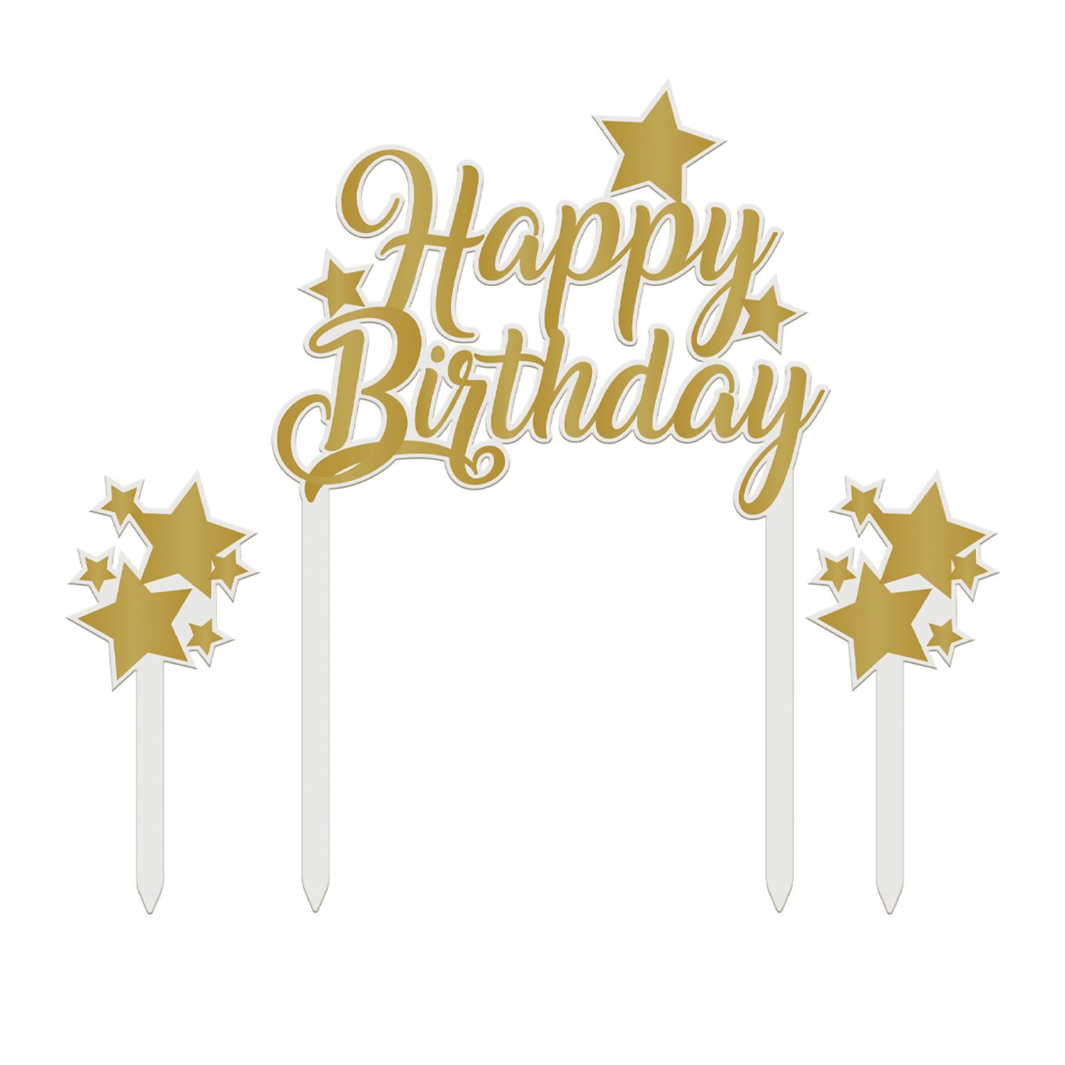 Happy Birthday & Stars Cake Toppper