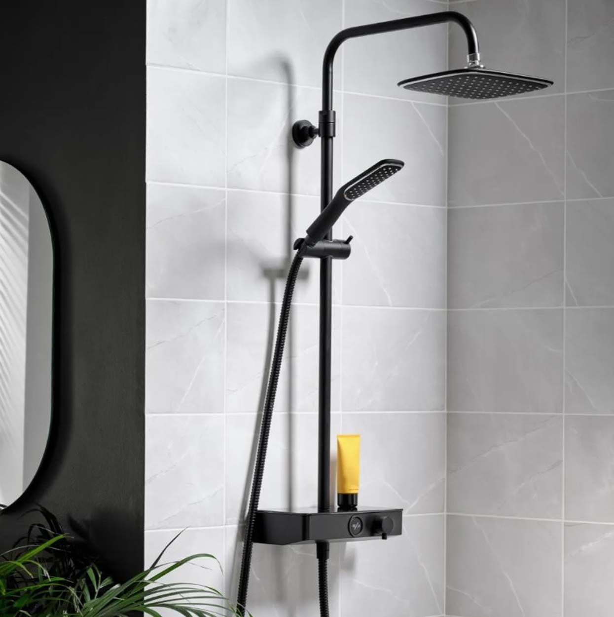 Triton Push Button Bar Diverter Mixer Shower - Black