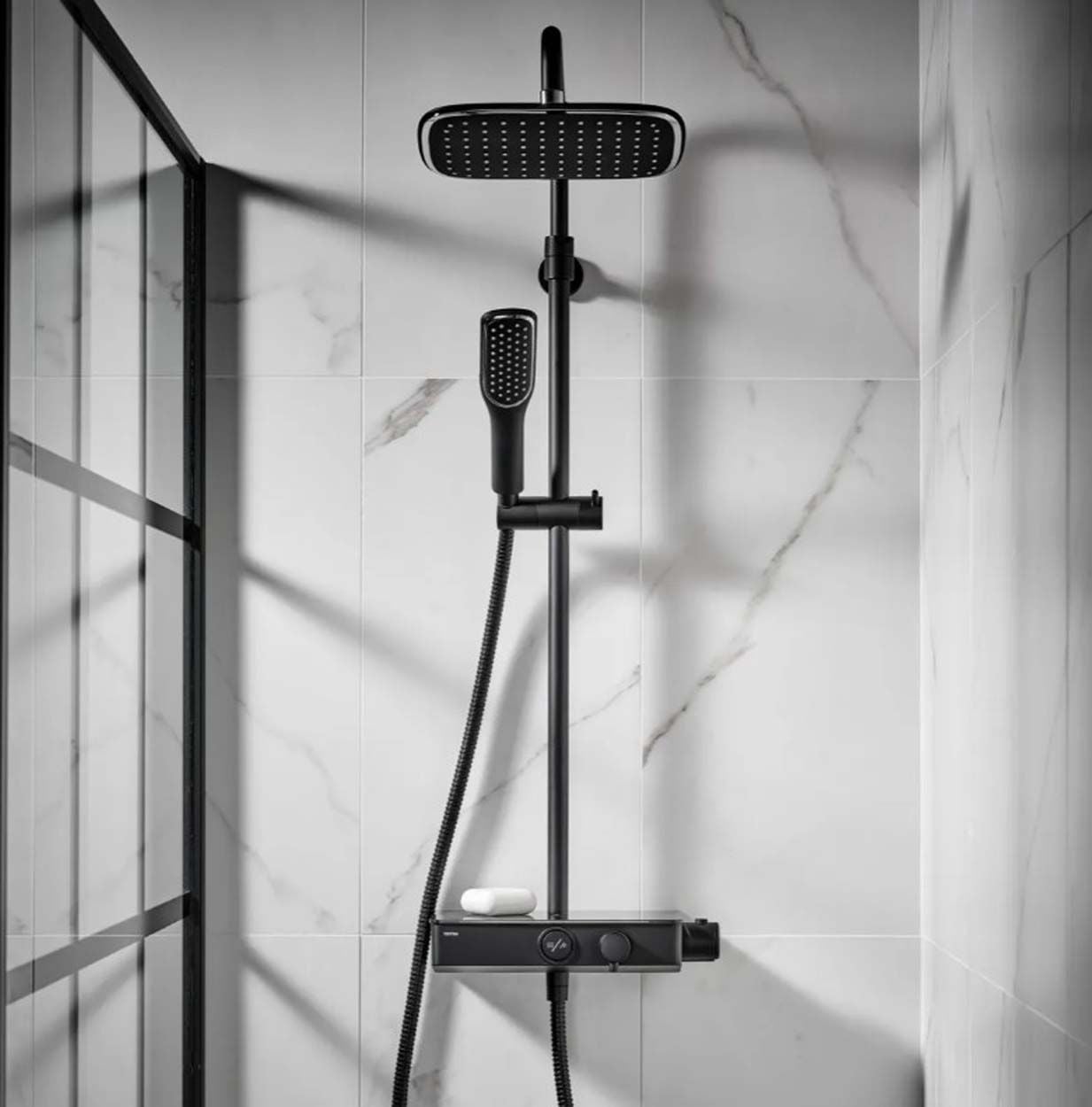 Triton Push Button Bar Diverter Mixer Shower - Black