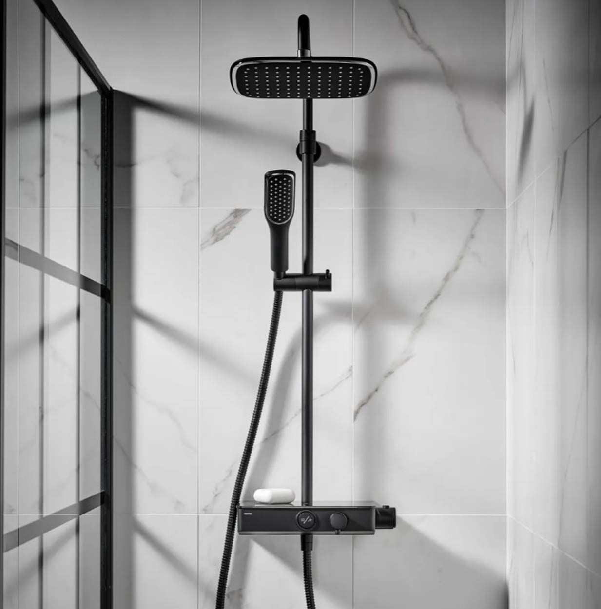 Triton Push Button Bar Diverter Mixer Shower - Black