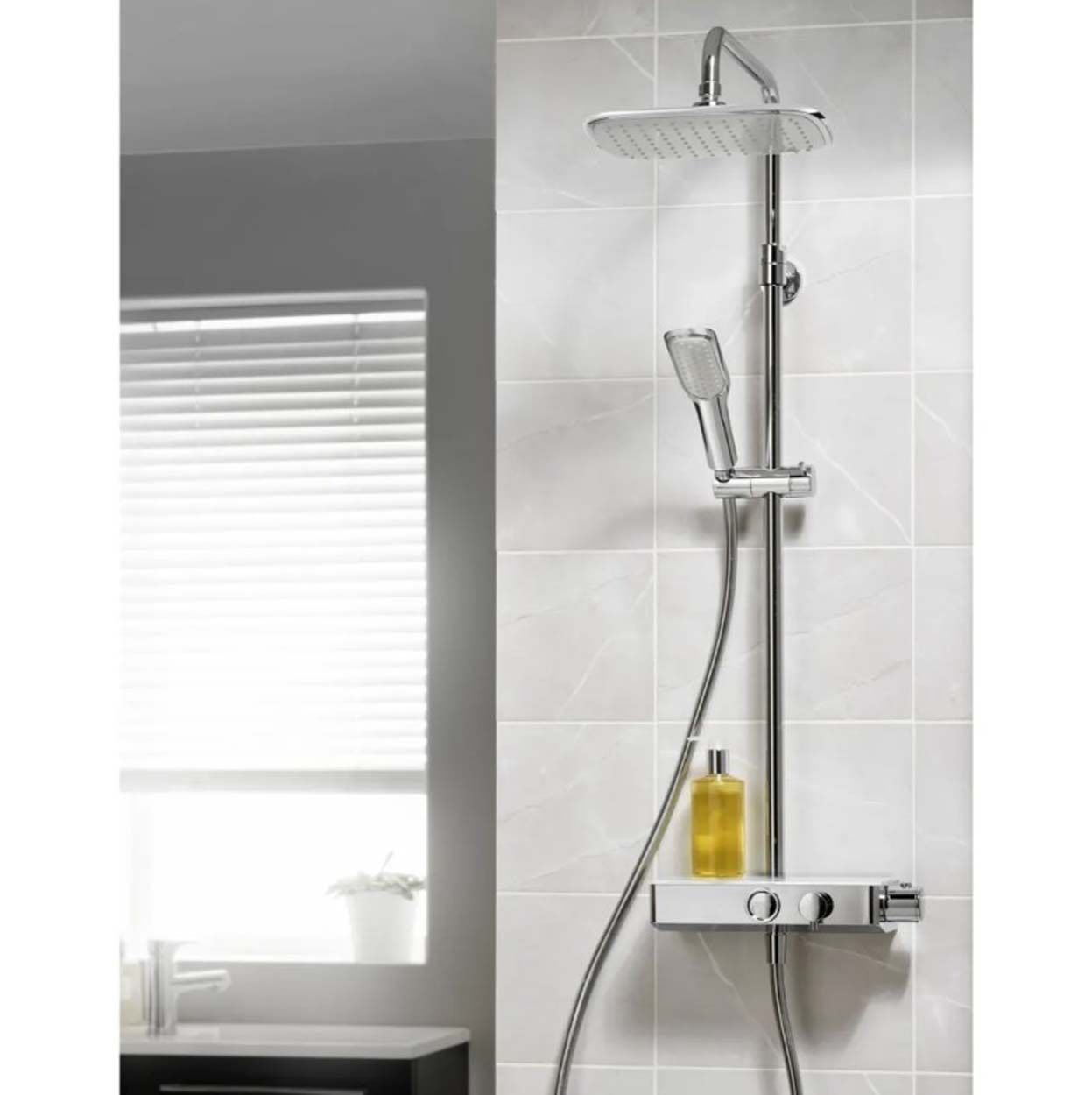 Triton Push Button Bar Diverter Mixer - Chrome