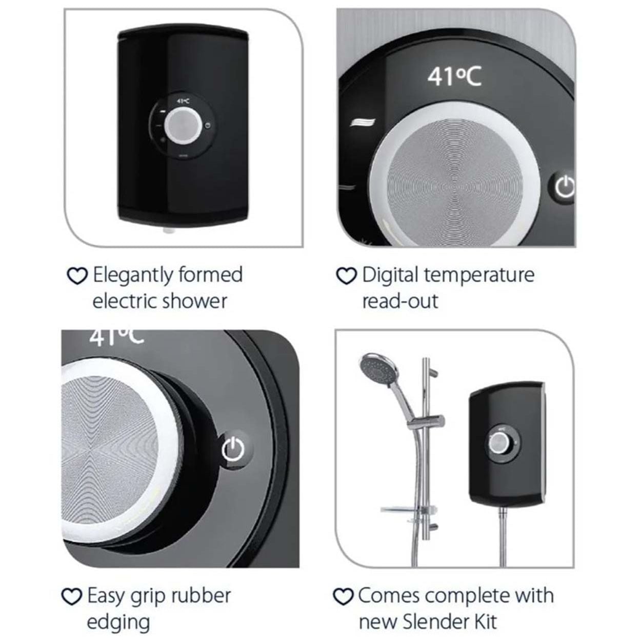 Triton Amore Electric Shower - Gloss Black