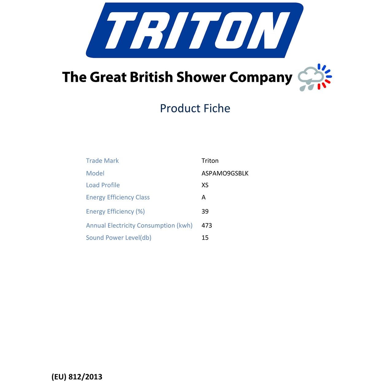 Triton Amore Electric Shower - Gloss Black