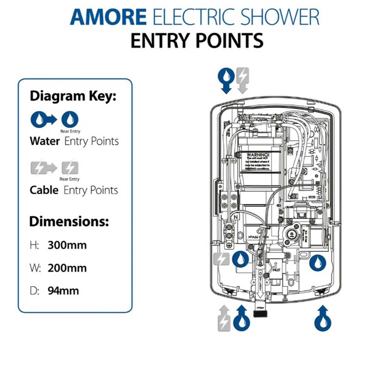 Triton Amore Electric Shower - Brushed Steel