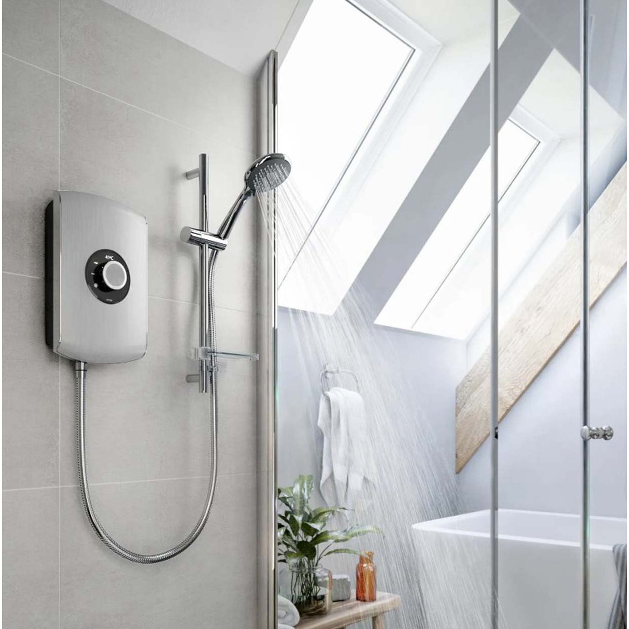Triton Amore Electric Shower - Brushed Steel