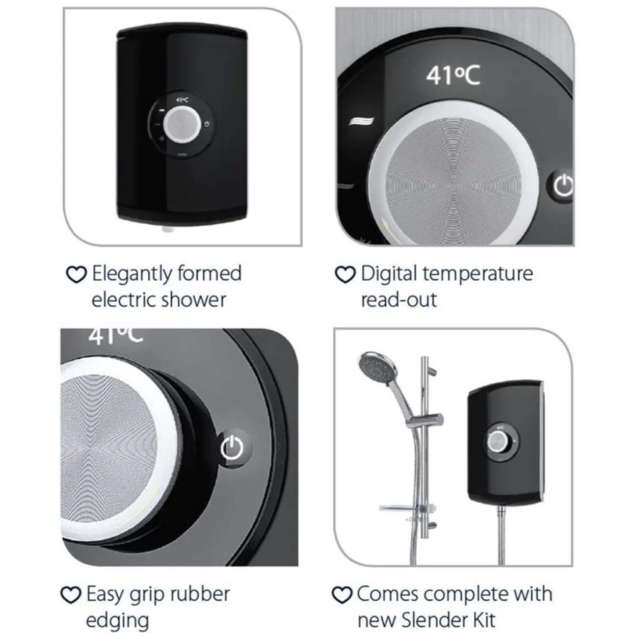 Triton Amore Electric Shower - Brushed Steel