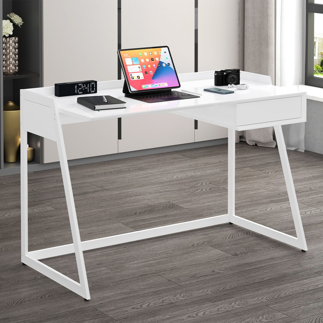 White High Gloss Desk 80x120x60 cm