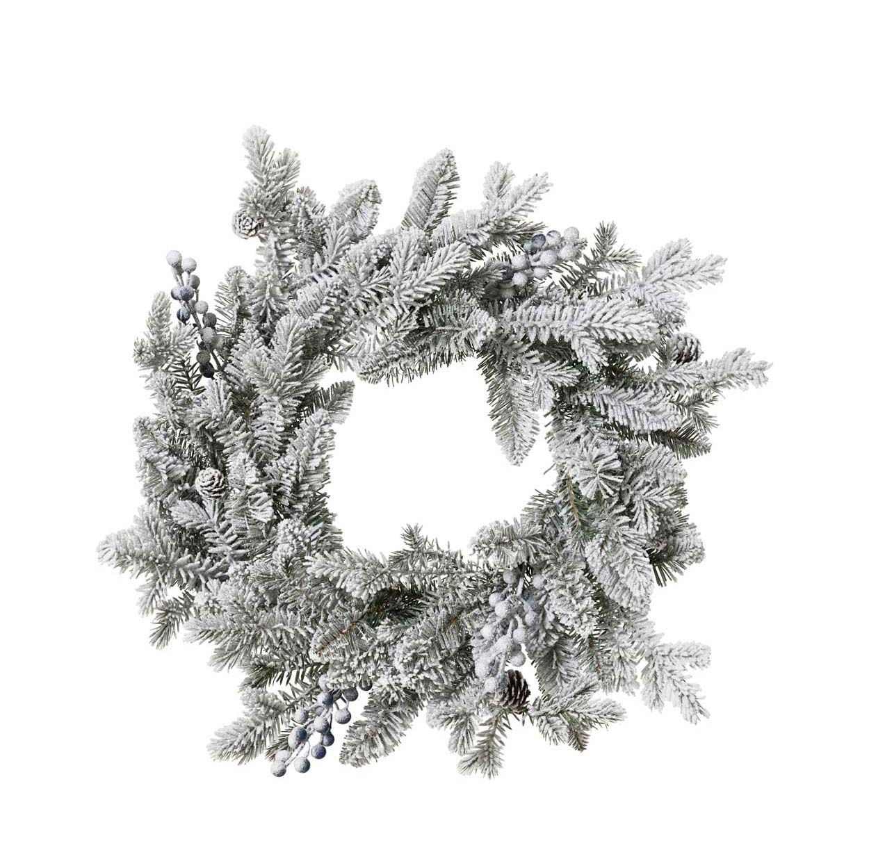 50cm Frosted Wreath With Berries
