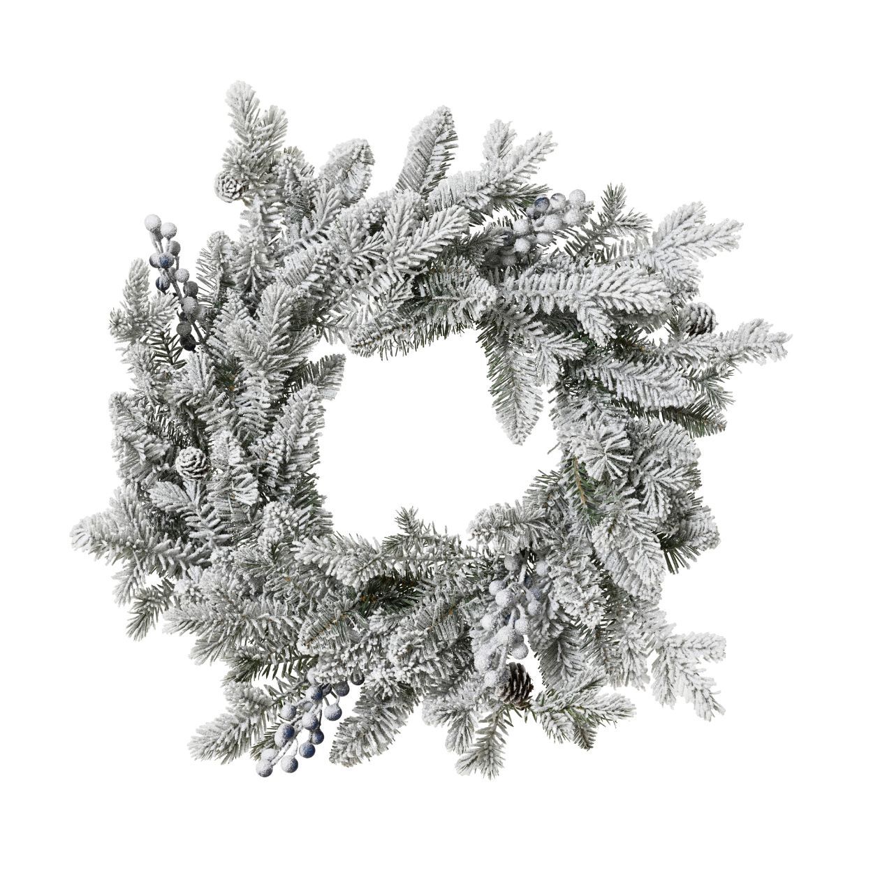 50cm Frosted Wreath With Berries