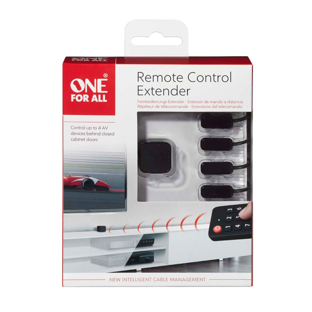 Remote Extender Controls 4 AV Devices In Cabinet