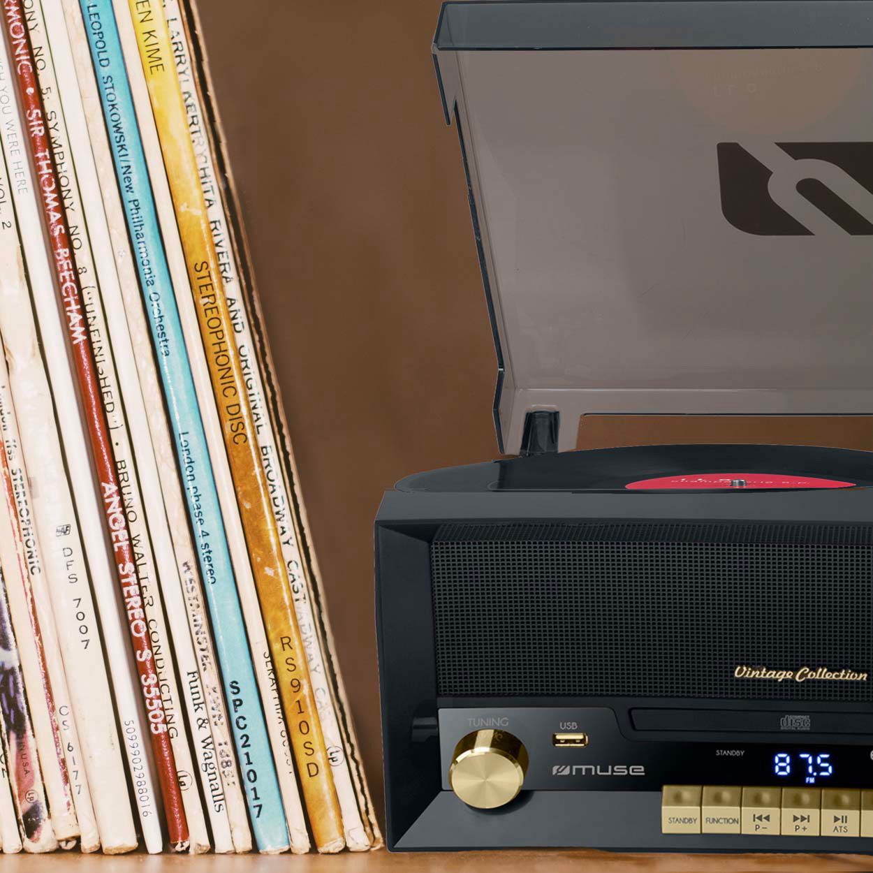 Muse Turntable Micro System 6 In1 Usb Port 20W