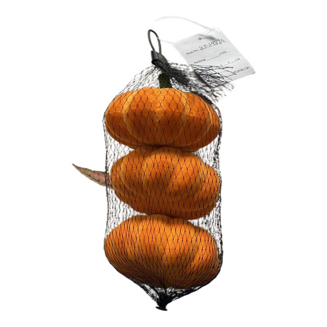 Halloween Decorations 3Pk Flocked Pumpkins In Meshbag