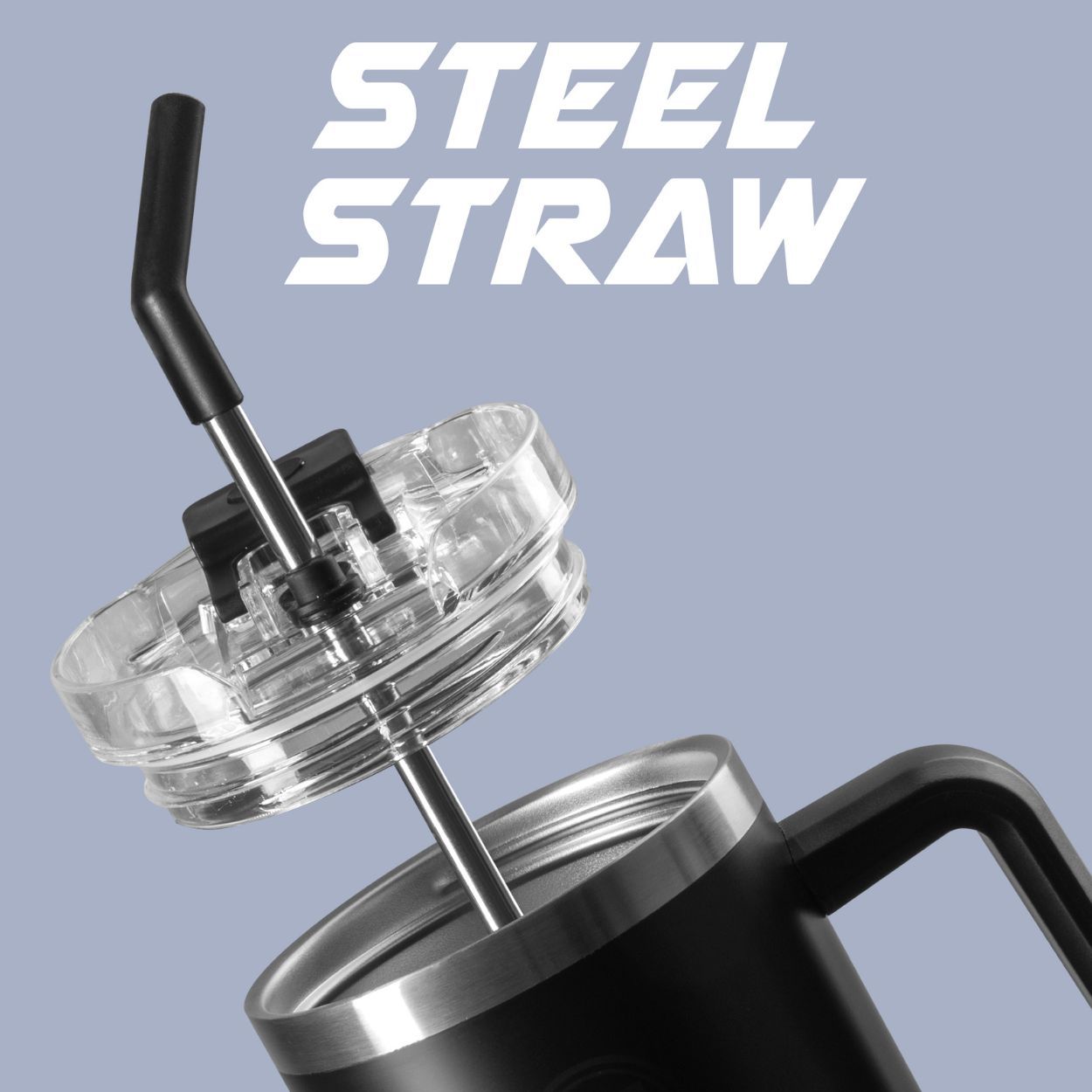 Stainless Steel Mug With Handle 40 oz Black 