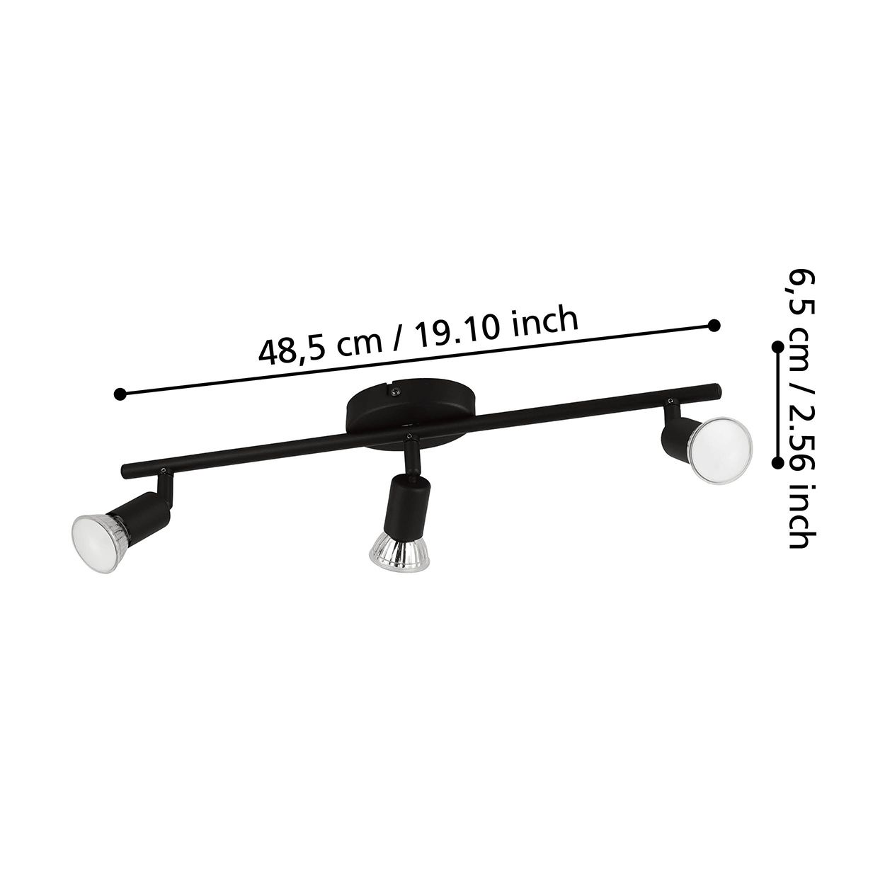 EGLO Buzz-LED Black Steel 3 Light Spotlight