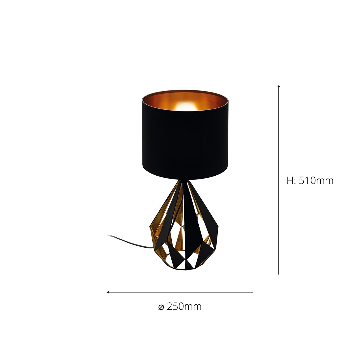 EGLO Carlton 5 1-Light Geometric Black And Copper Table Lamp