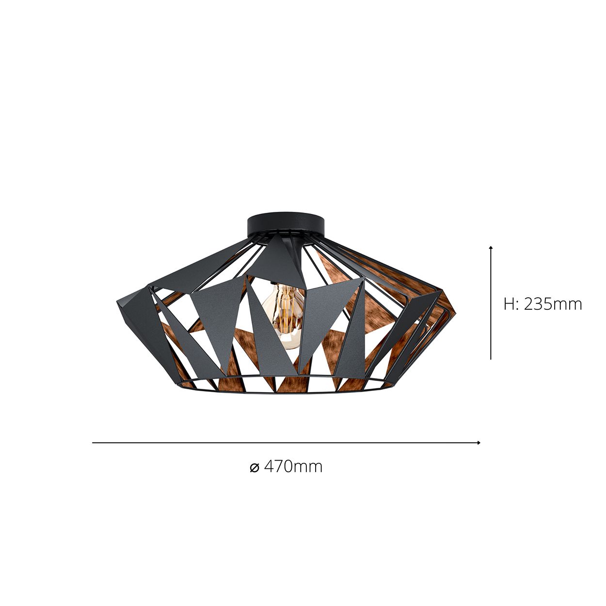 EGLO Carlton 6 1-Light Geometric Black And Copper Ceiling Light