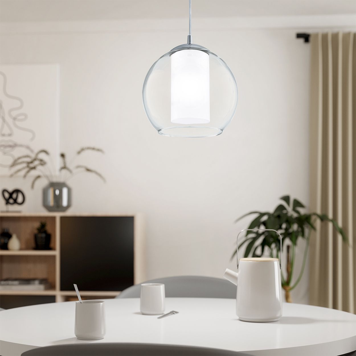 EGLO Bolsano Clear And White Glass 1 Light Ceiling Fitting
