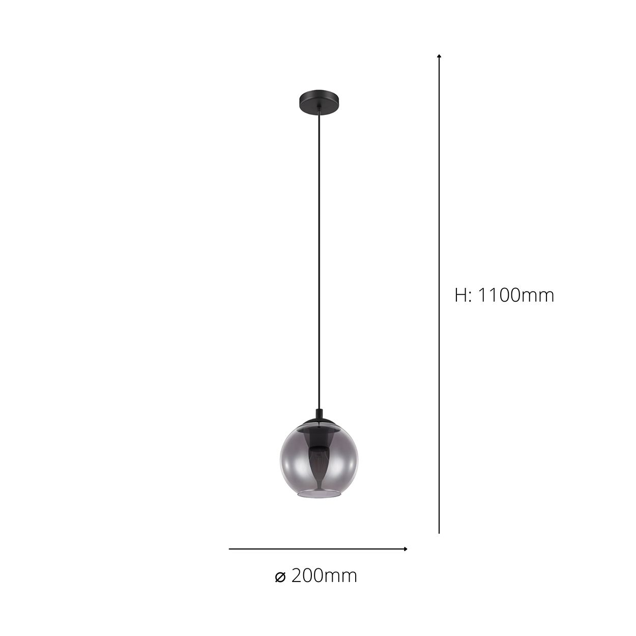 EGLO Ariscani Smoked Glass Single Pendant