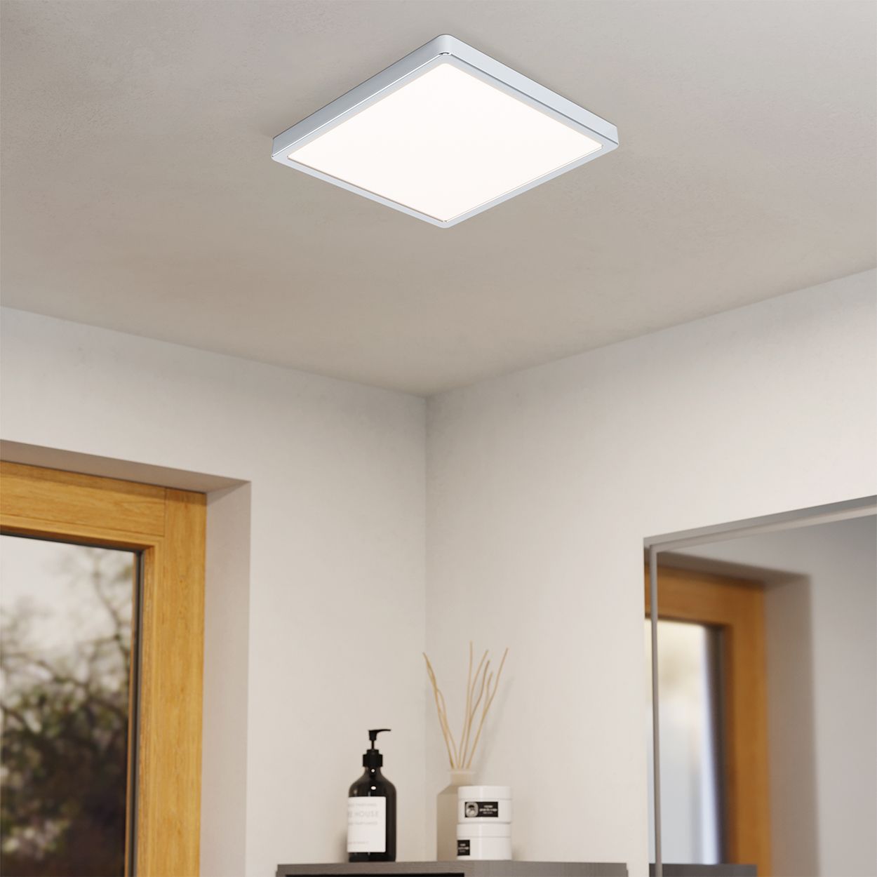 EGLO Fueva 5 Chrome Plastic & Steel LED Surface Mounted Ceiling Light