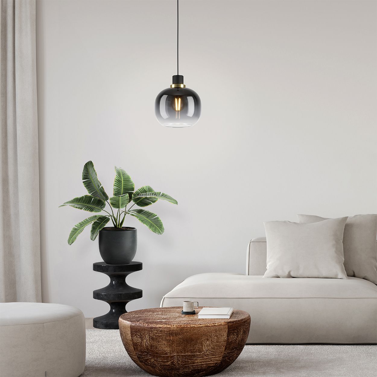 EGLO Oilella 1-Light Black To Grey Gradient Hanging Pendant Light