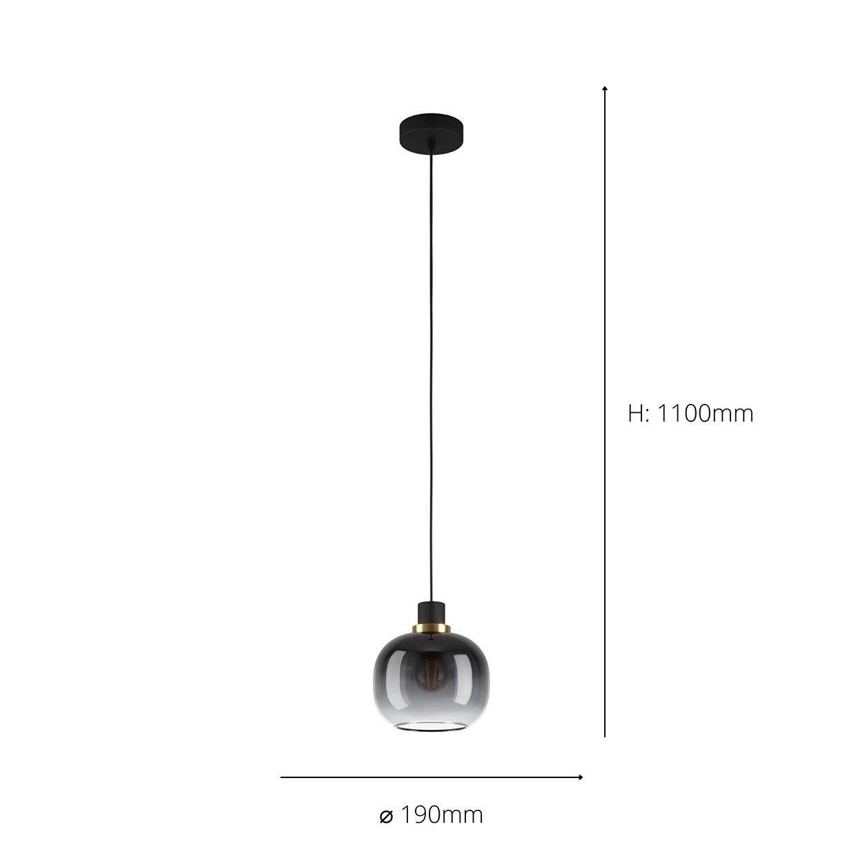 EGLO Oilella 1-Light Black To Grey Gradient Hanging Pendant Light