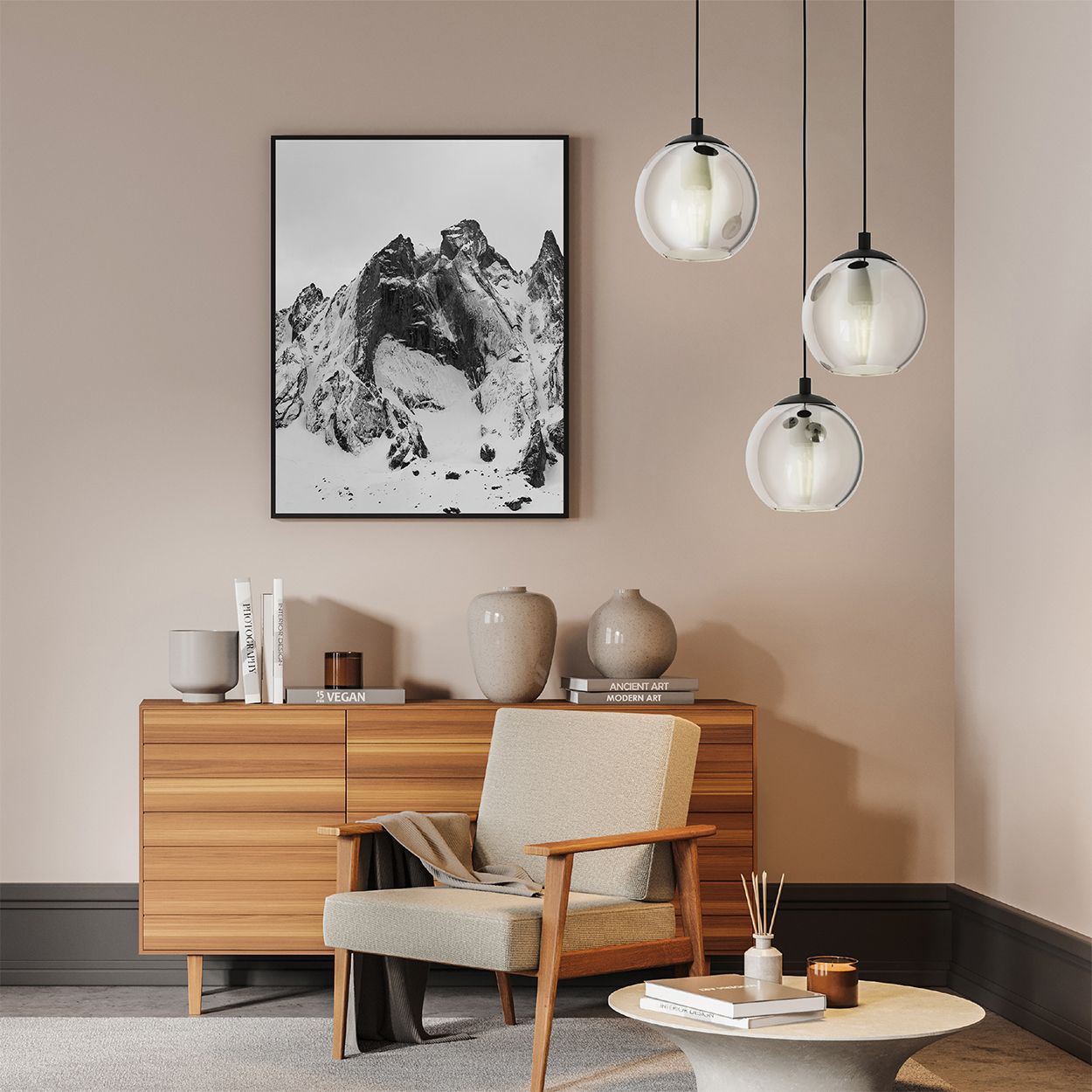 EGLO Ariscani Smoked Black Glass 3-Light Pendant