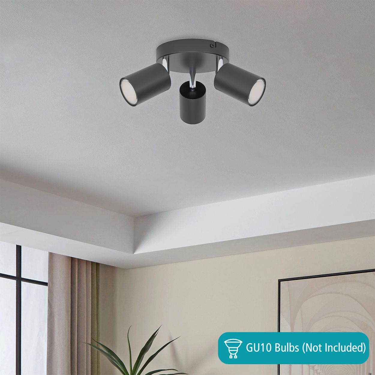 Eglo Basic Reciso-E Black Steel Eco Friendly 3-Light Spotlight