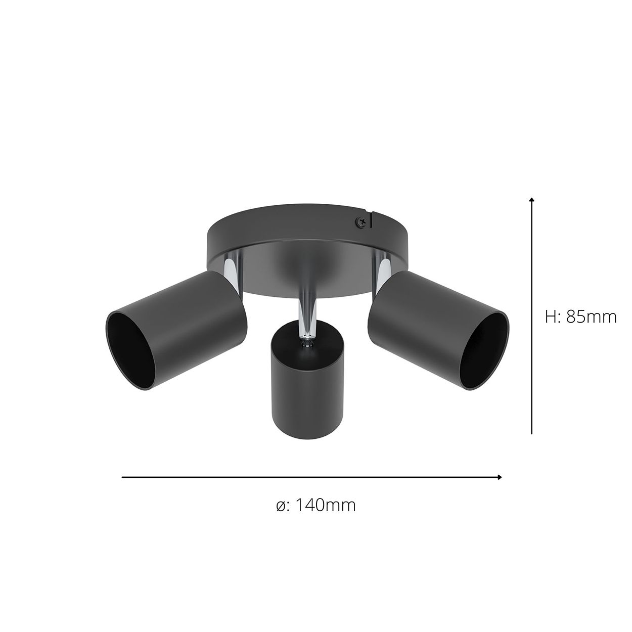 Eglo Basic Reciso-E Black Steel Eco Friendly 3-Light Spotlight