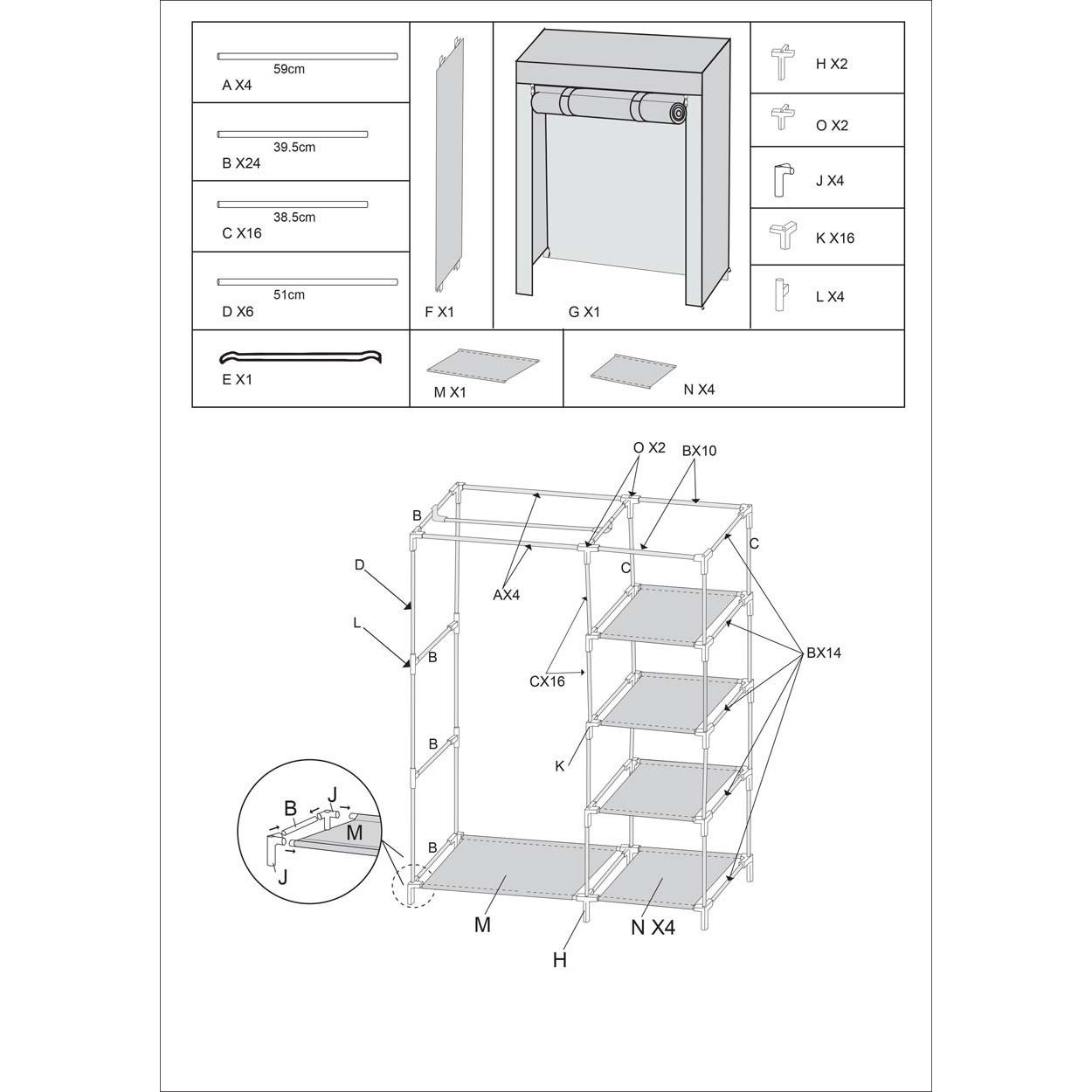 Black Fabric Wardrobe
