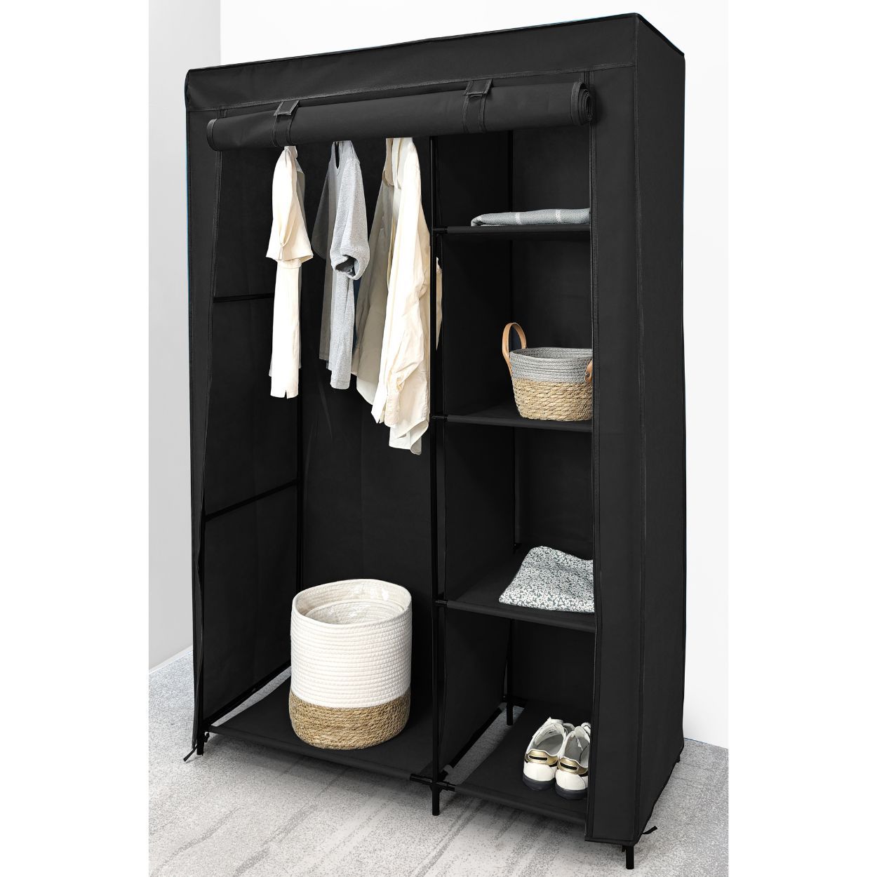 Black Fabric Wardrobe