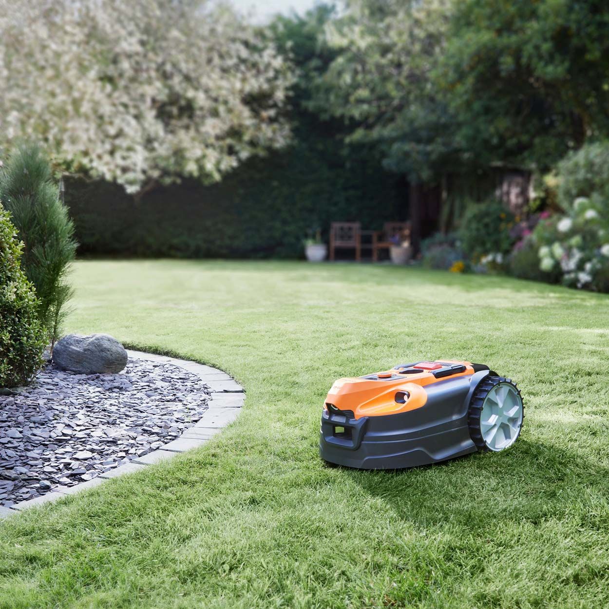 LawnMaster OcuMow 18 Drop and Mow Robotic Mower with Docking Station