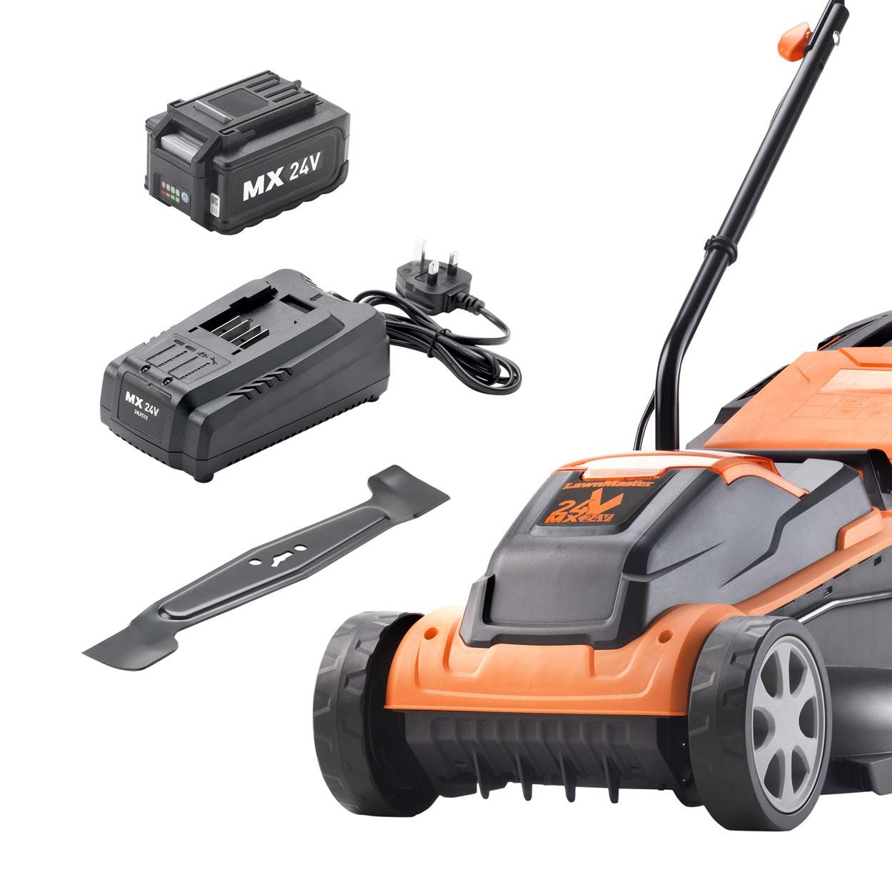LawnMaster MX 24V 32cm Cordless Lawnmower with 1 battery