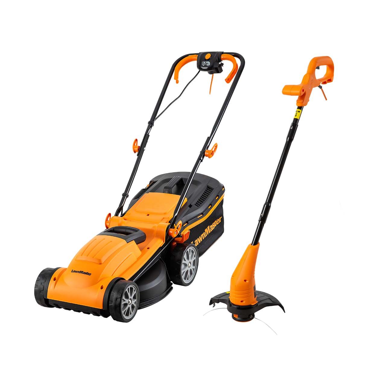 LawnMaster 1400W 34cm Electric Lawnmower and 25cm Grass Trimmer