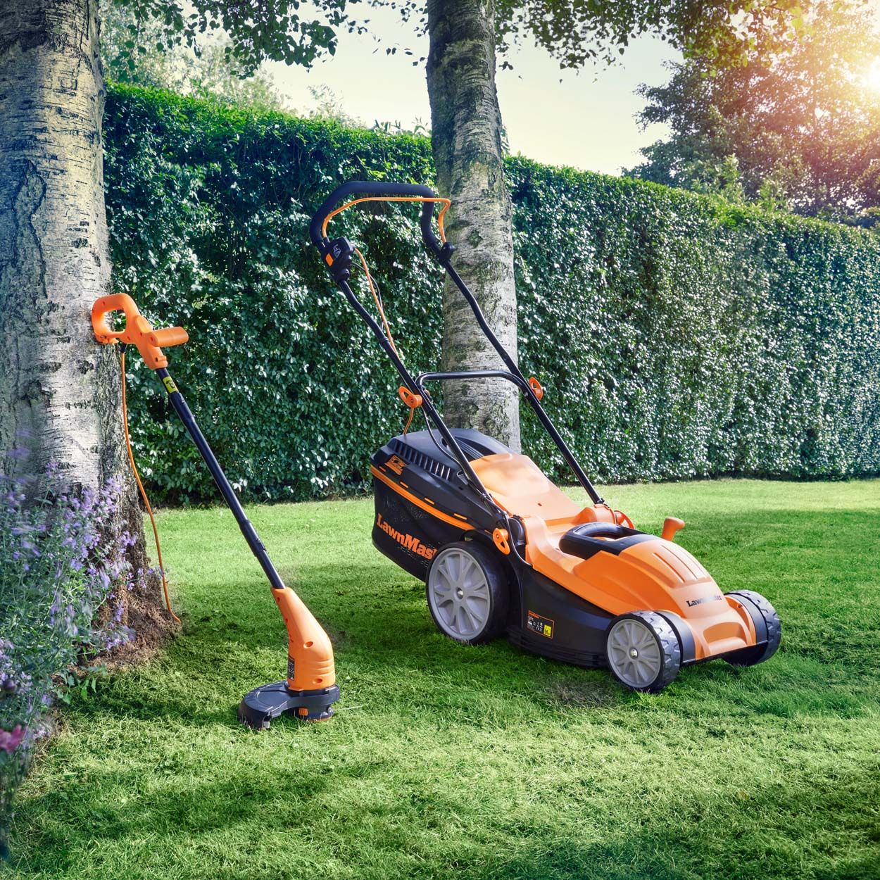 LawnMaster 1800W 40cm Electric Lawnmower and 25cm Grass Trimmer
