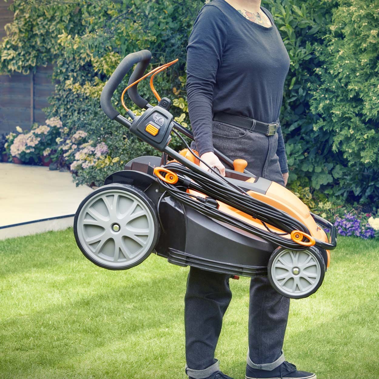 LawnMaster 1800W 40cm Electric Lawnmower and 25cm Grass Trimmer