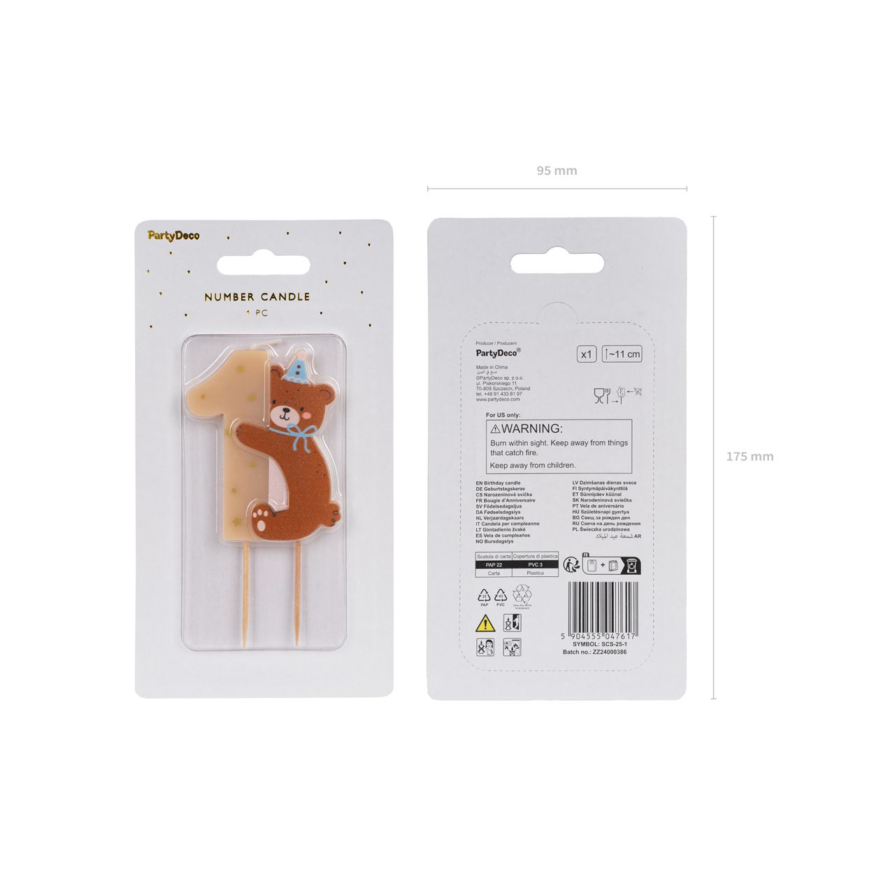 Number 1 Candle with Teddy Bear