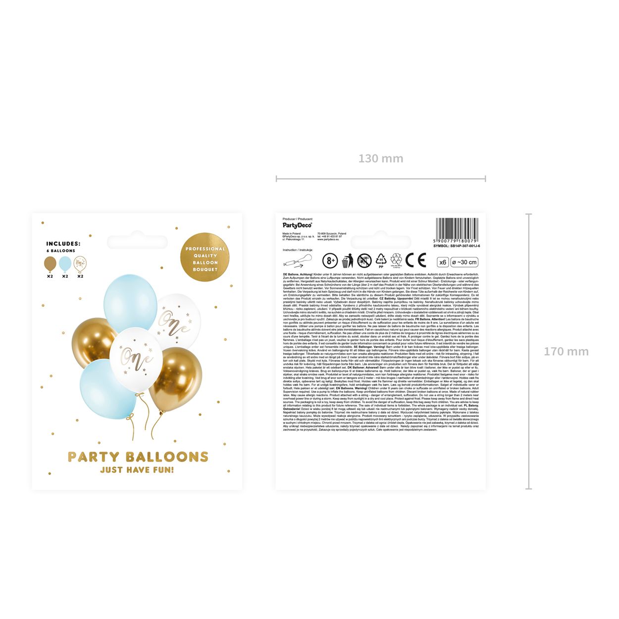 One Balloons Light Blue 6 Piece