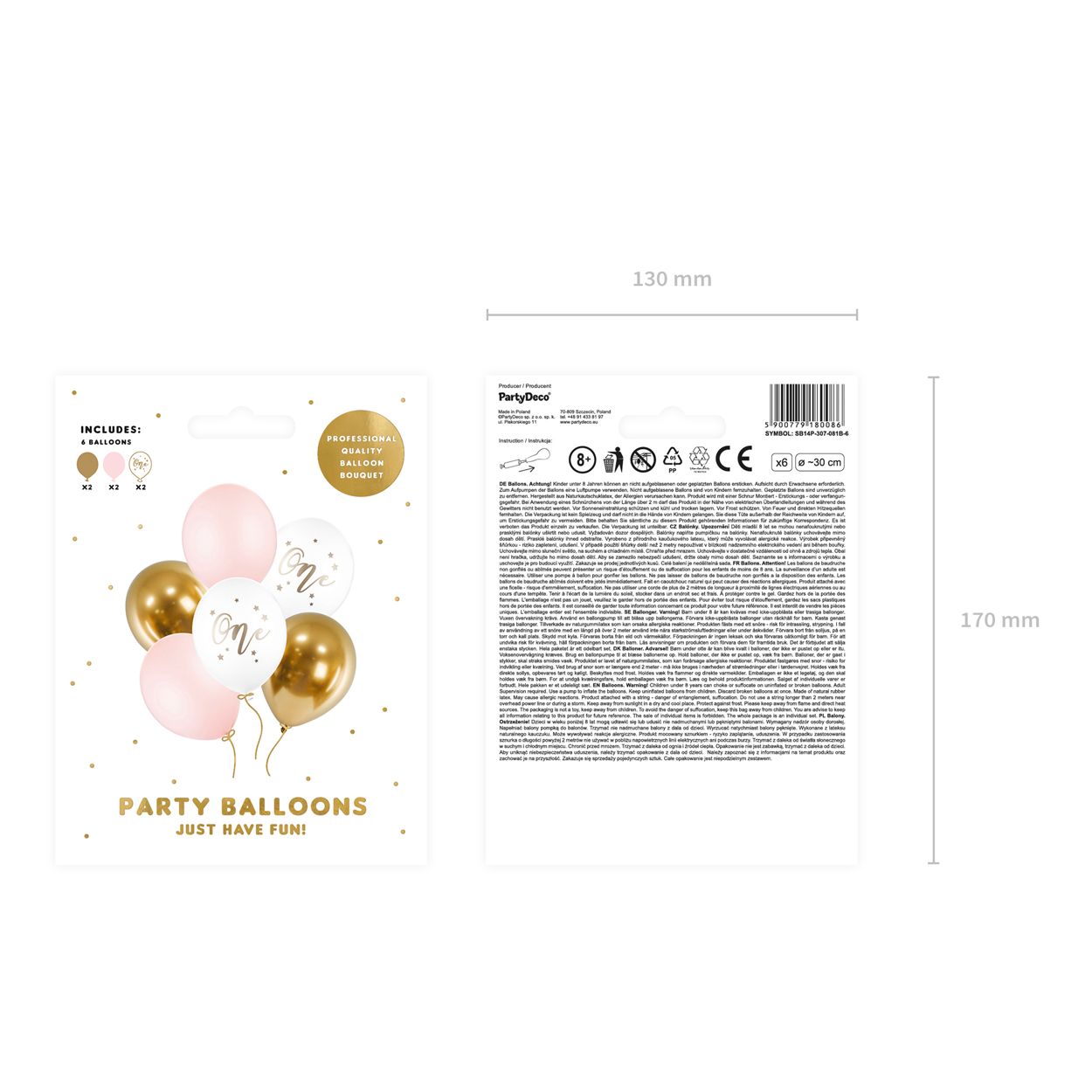 One Balloons Pale Pink 6 Piece