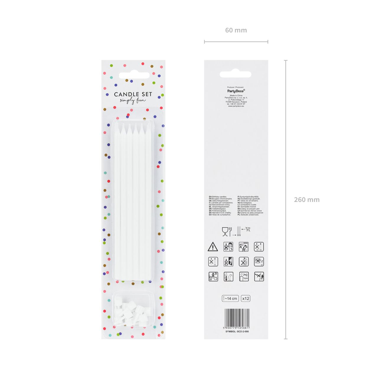 White Birthday Candles 12 Piece