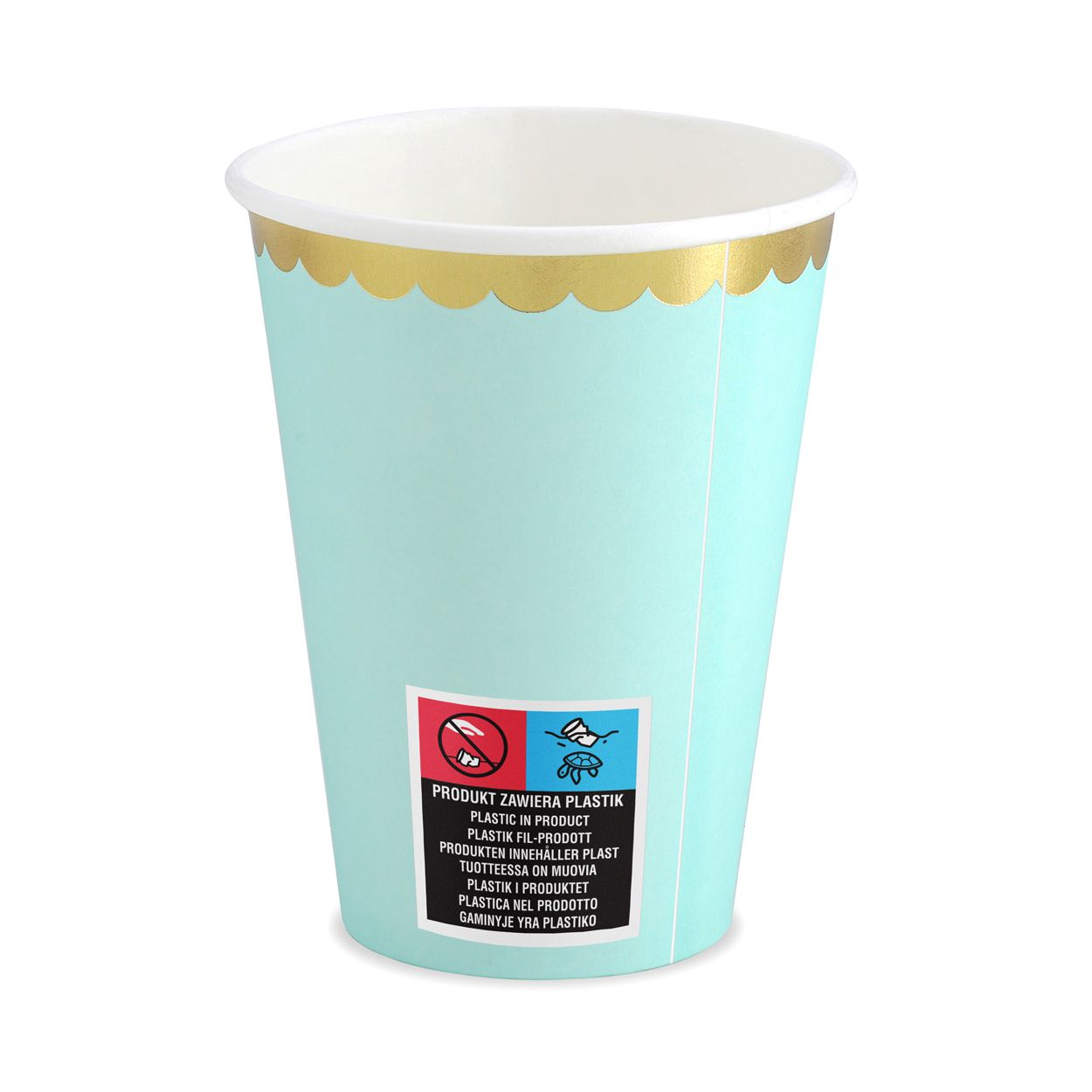 Light Mint with Gold Rim Paper Cups - 6 Pack