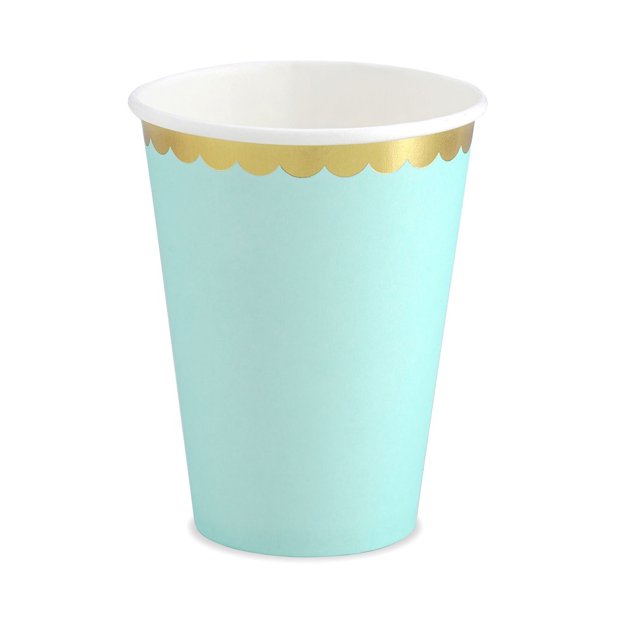 Light Mint with Gold Rim Paper Cups - 6 Pack
