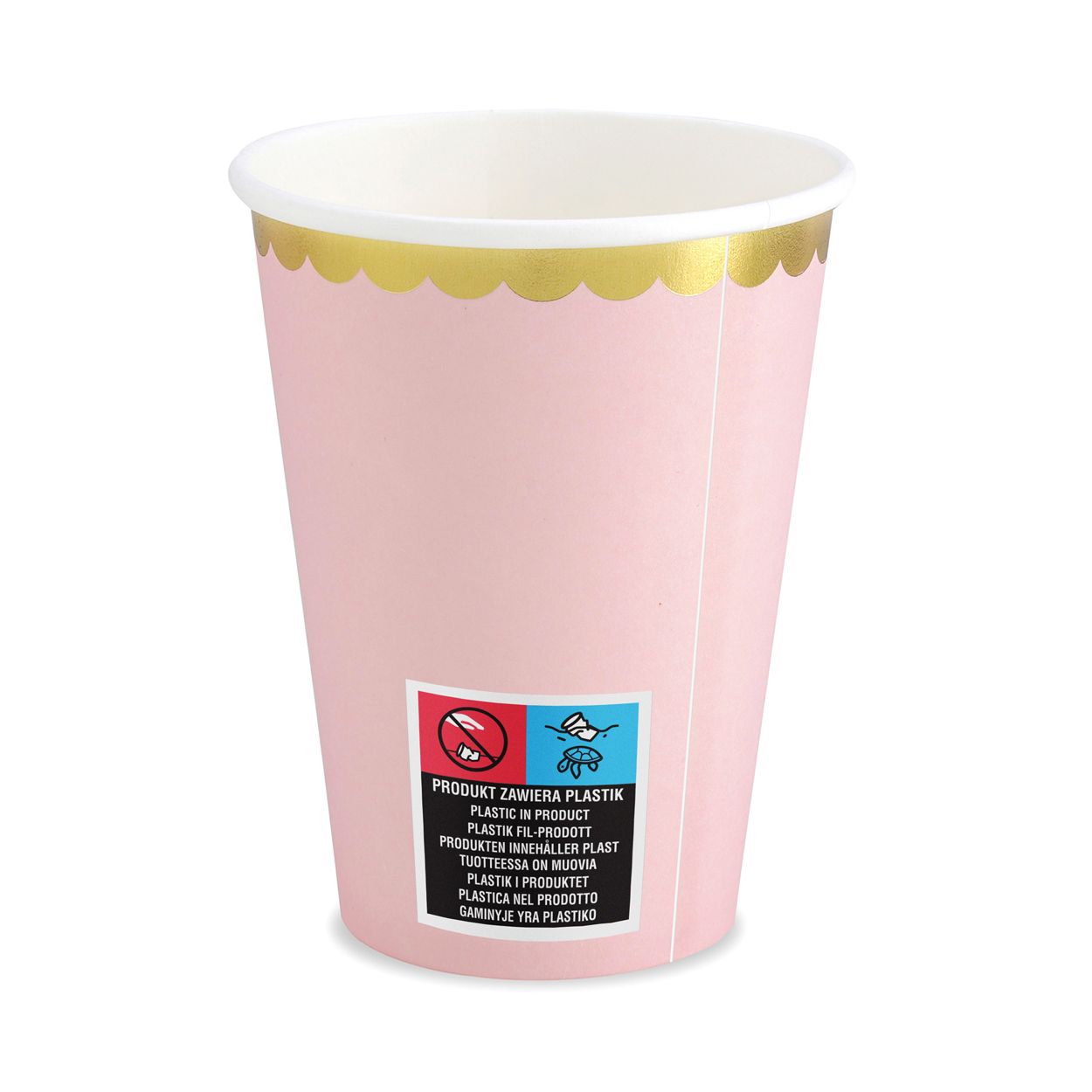 Light Pink with Gold Rim Paper Cups - 6 Pack