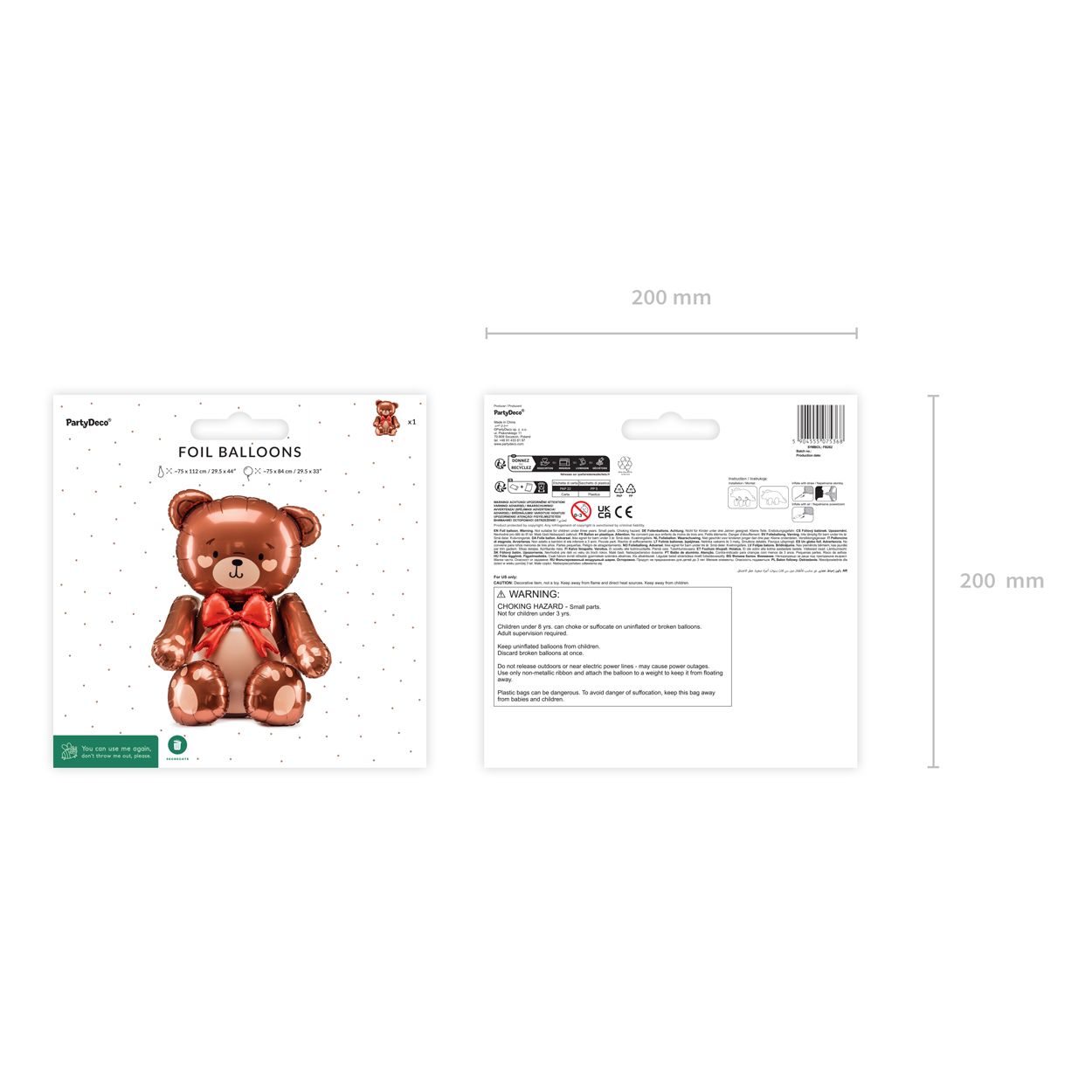 Standing Foil Balloon Teddy Bear