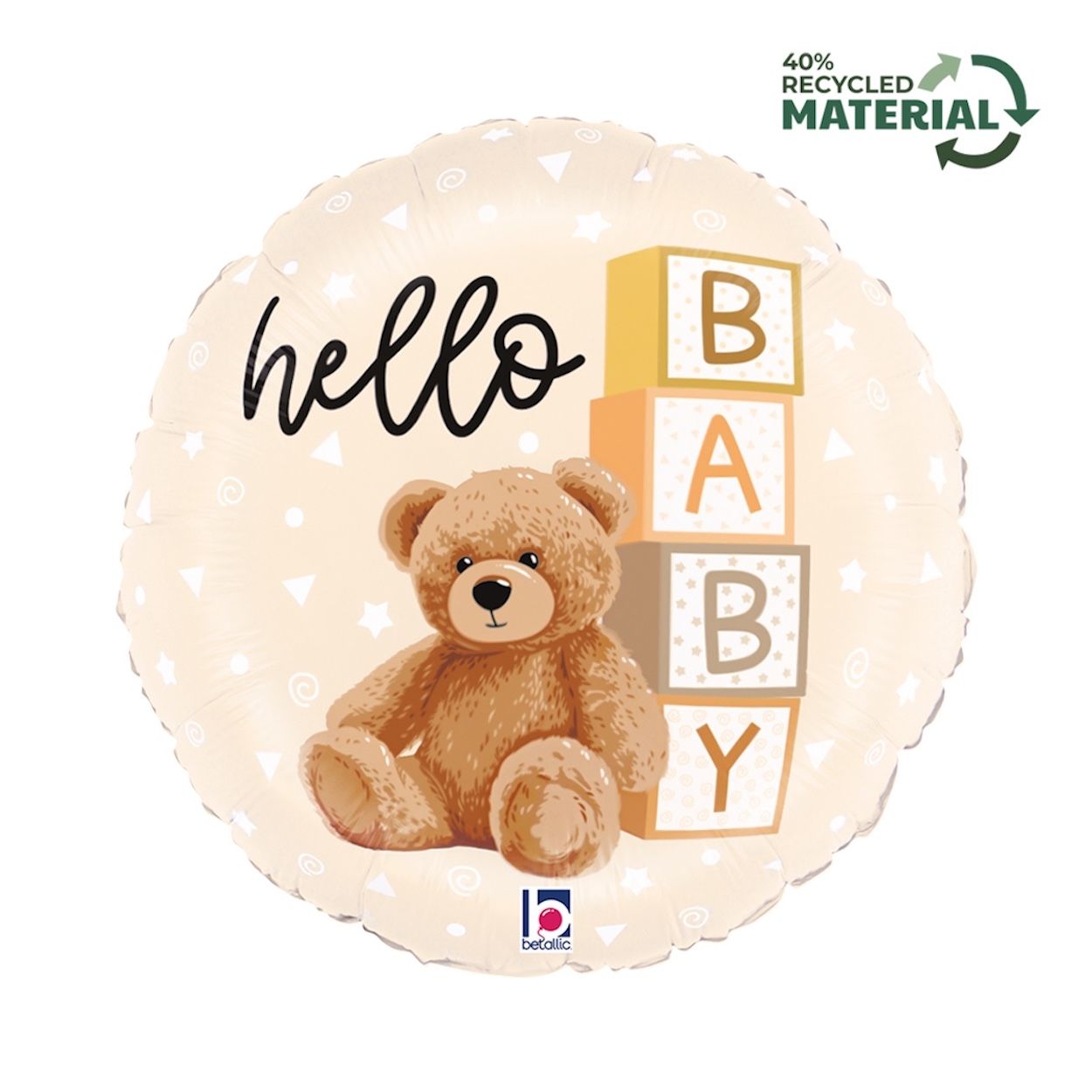 Hello Baby Teddy Bear Foil Balloon 18"
