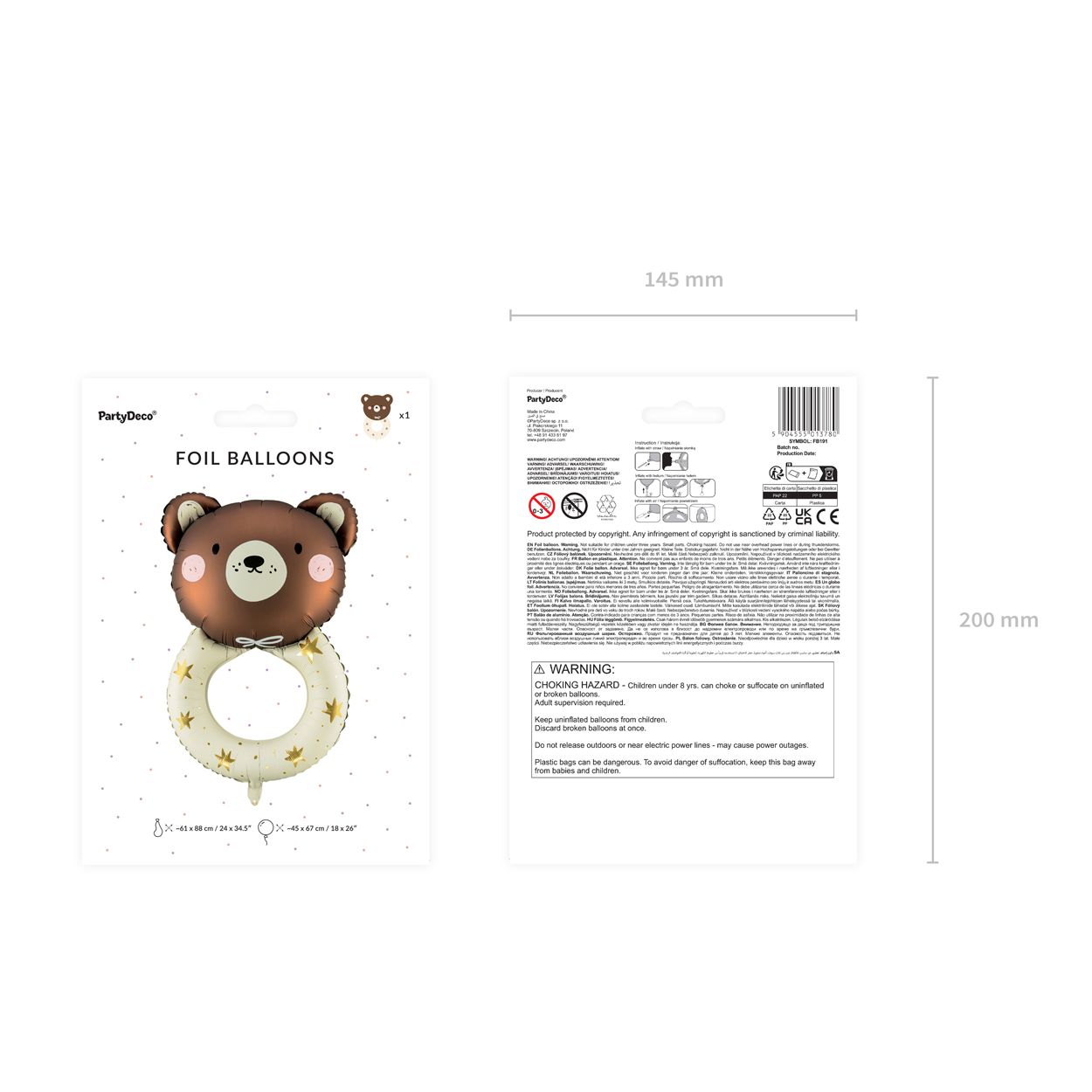 Foil Balloon Teddy Rattle Mix