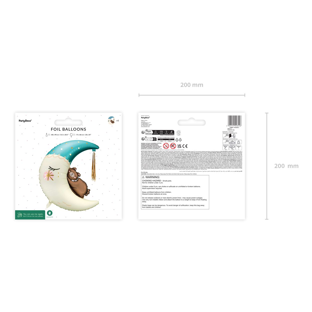 Foil Balloon Blue Teddy Bear Moon